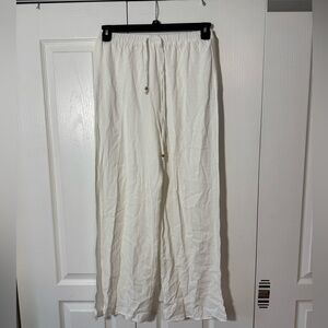 Lulu’s linen blend white beach swim cover up pants XS